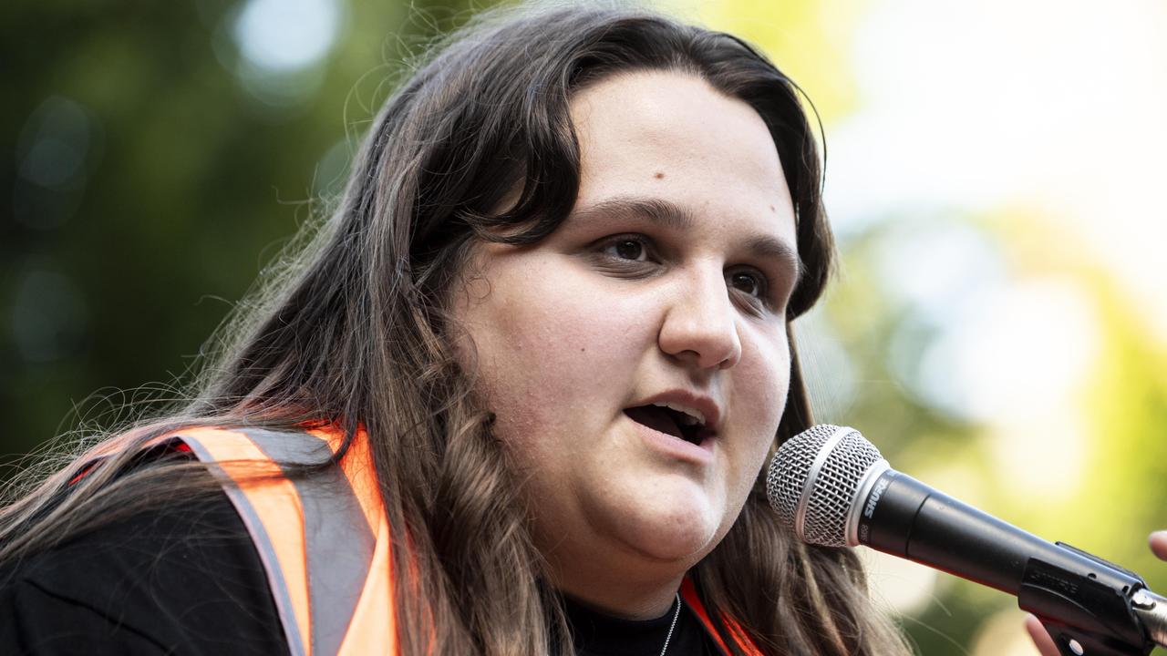 Rally organiser and What Were You Wearing? (WWYW?) founder Sarah McWilliams has demanded more be done to curb the horrific violence against women. Picture: NewsWire / Monique Harmer