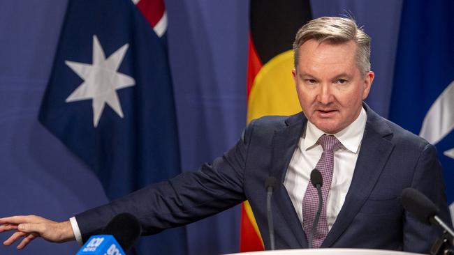 Chris Bowen holds a press conference in Sydney. Picture: Jeremy Piper