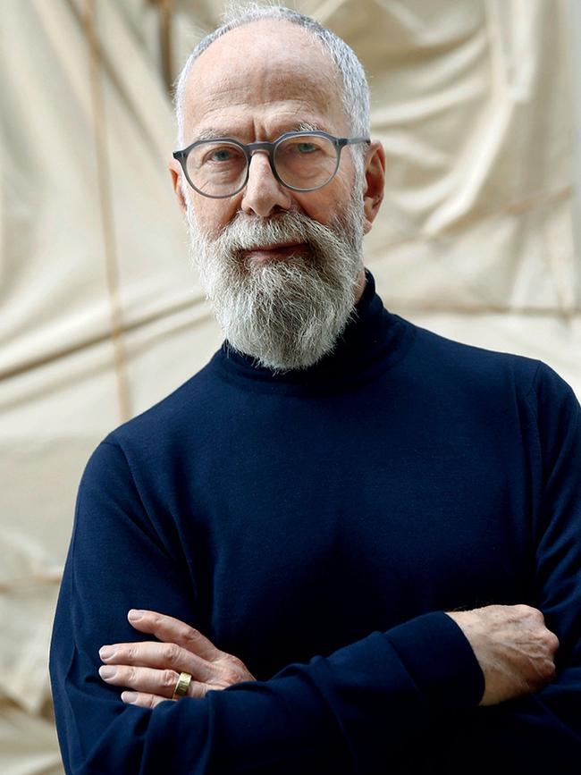 Founder and director of Kaldor Public Art Projects John Kaldor in front of a work by Christo at the AGNSW. Picture: John Appleyard