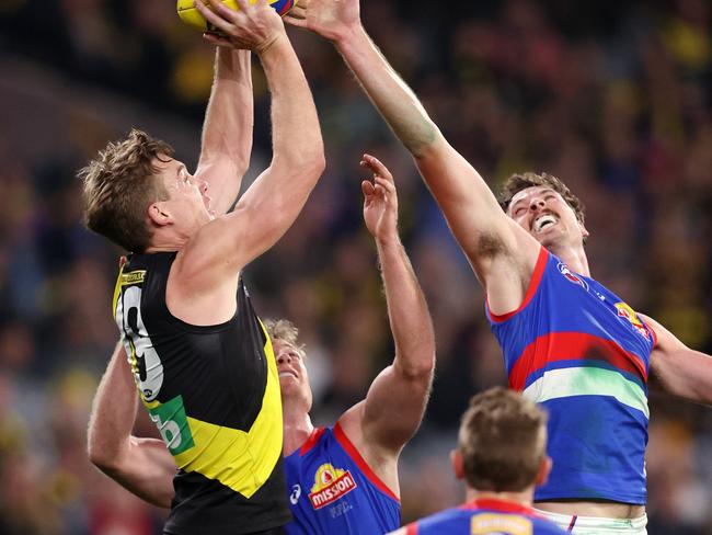 Teams sent more players into defence instead of defending the corridor in 2020, making life tougher for key forwards like Tom Lynch, according to Richmond CEO Brendon Gale. Picture: Michael Klein