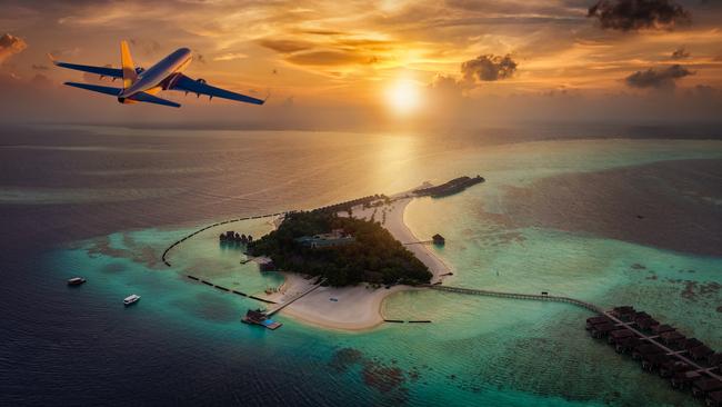 The Maldives with turquoise during a colorful sunset. Picture: iStock