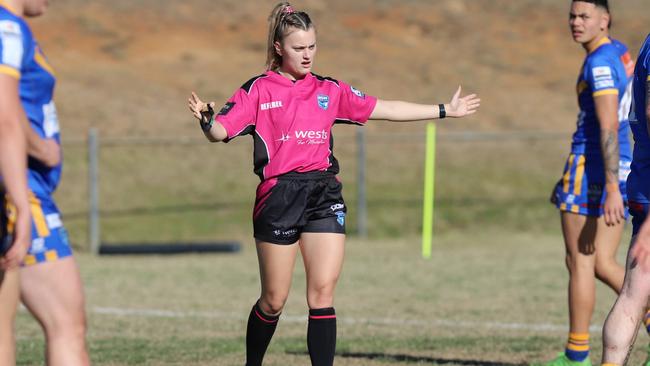 Referee Rhianna Borg is now the youngest to officiate a Macarthur first grade match. Picture: Steve Montgomery