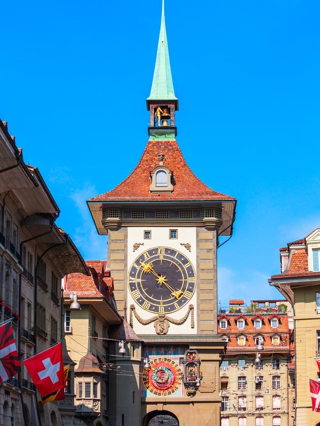 The medieval clock tower in Bern.