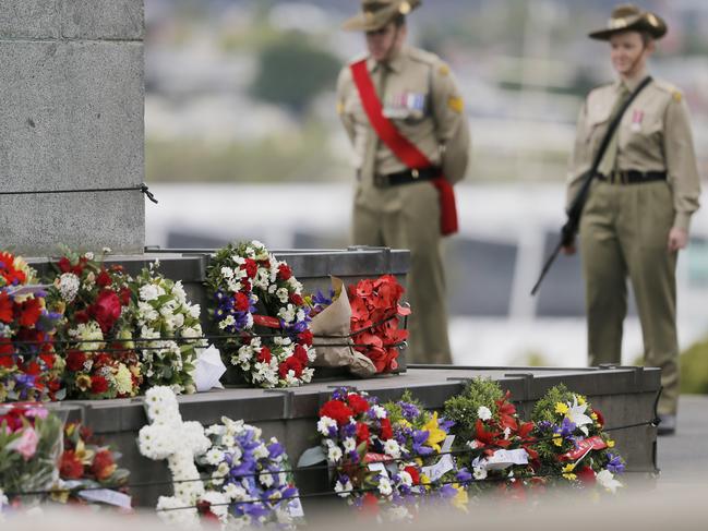 The annual remembrance day ceremony is held at the Cenotaph, Hobart, Tasmania. Picture: MATT THOMPSON.