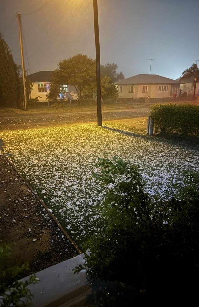 Hail from the storm that hit Gatton on Saturday night, December 23. Picture: Supplied