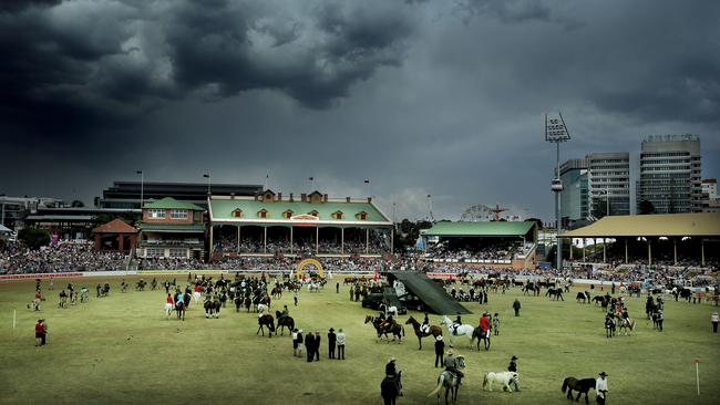 Storm clouds over the Brisbane Showgrounds during the 2015 Ekka. Picture: Luke Marsden.