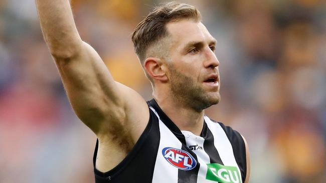 Travis Cloke celebrates a goal for Collingwood. Picture: Adam Trafford/AFL Media/Getty Images