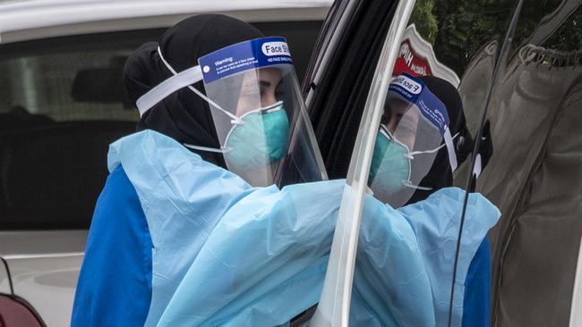 Covid testing at Auburn Community Health Care Centre. Picture: Monique Harmer