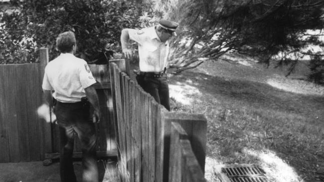 Police search for clues near the scene of the murder of Margaret Pahud in Lane Cove. Picture: Supplied