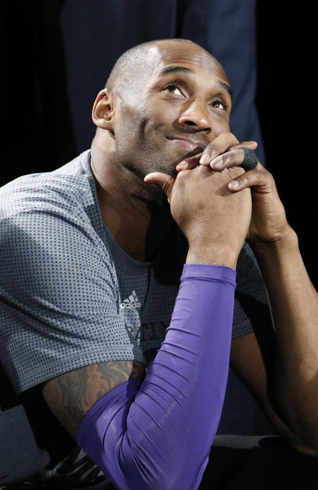 Kobe Bryant #24 of the Los Angeles Lakers watches tribute at AT &amp; T Center on February 6, 2016 in San Antonio, Texas. Picture: Getty