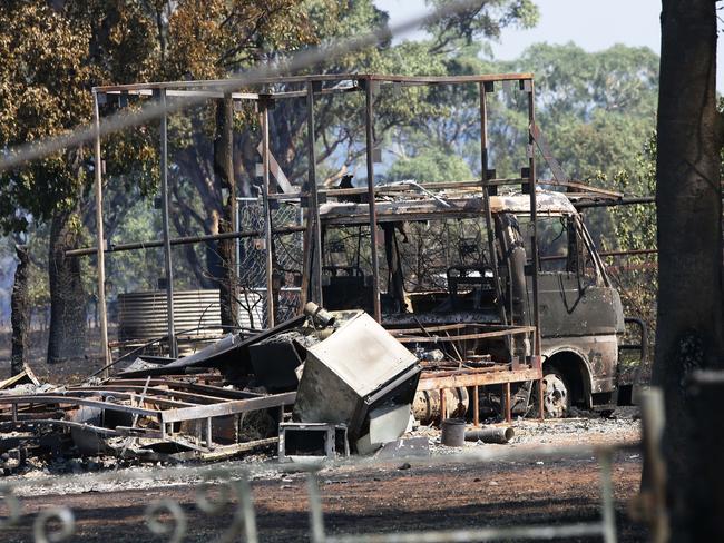 A van gutted by the flames which raced through Uarbry. Picture: Peter Lorimer.
