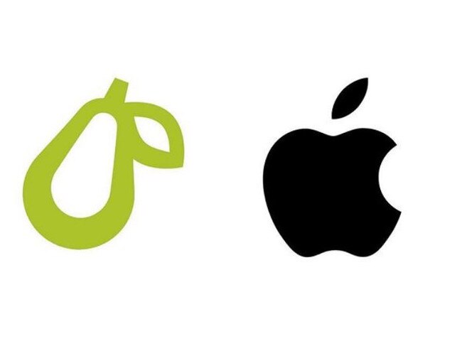 The Prepear logo (L) has been accused of bearing too close a resemblance to Apple's (R). Picture: Instagram / Prepear / Apple