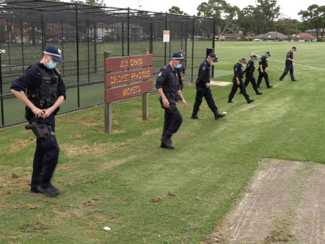 Police conduct a search of a park. Picture: NSW Police