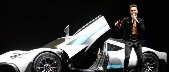 Lewis Hamilton presents the new concept car Mercedes AMG Project one at the Internationale Automobil-Ausstellung last year. Photo: Thomas Lohnes/Getty Images