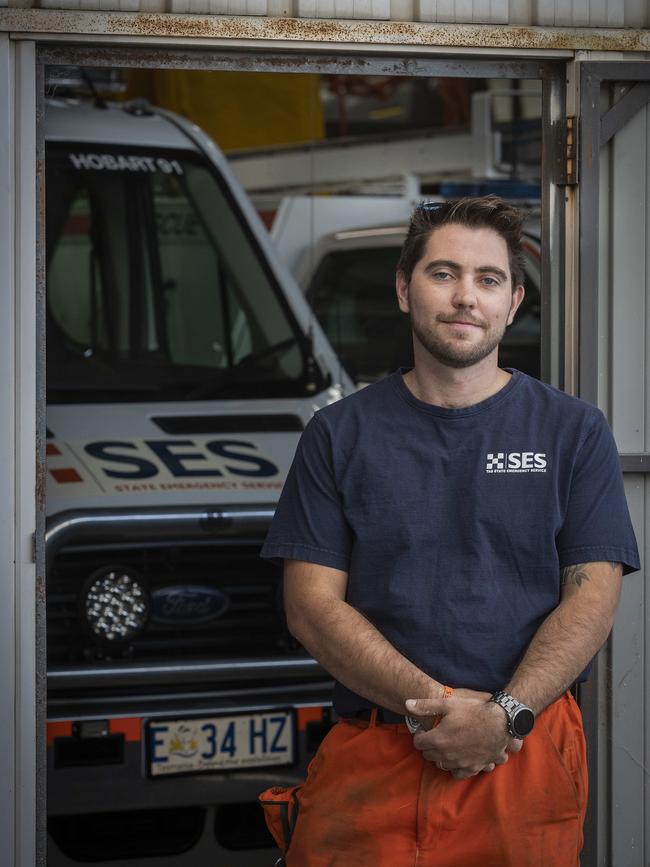 SES Volunteer, Southern Region General Response Unit Training Officer/ Derwent Valley Acting Unit Manager Adam Akam. Picture: Chris Kidd