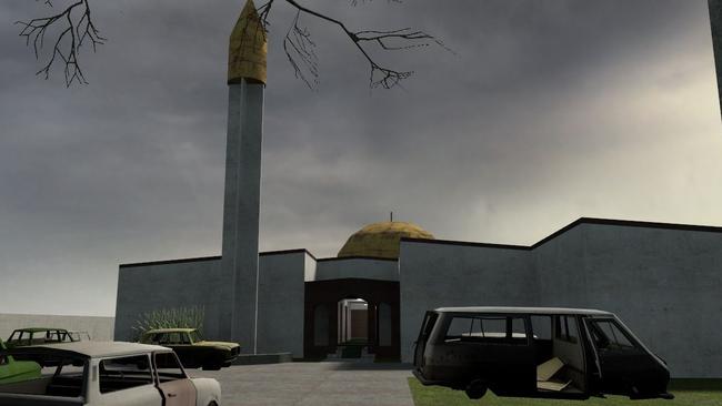 A screenshot from one online game based on the Christchurch Al Noor Mosque terrorist attack. Picture: Supplied.