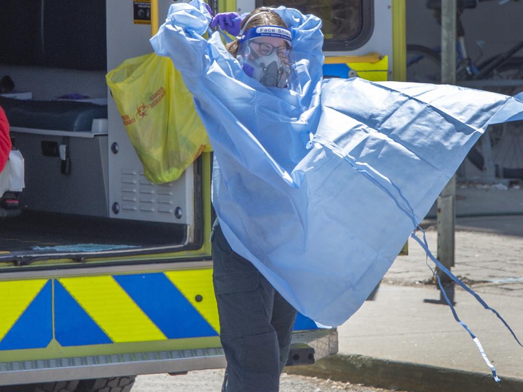 A first responder gets ready to work in Montreal. Picture: Ryan Remiorz/The Canadian Press via AP.