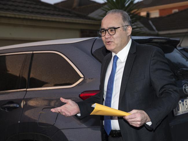 Adem Somyurek is seen outside his home in Melbourne, Tuesday, June 16, 2020. Victorian MP Adem Somyurek is heading to the crossbench after explosive allegations of branch-stacking led to him being sacked from cabinet and quitting the Labor Party as it prepared to expel him. (AAP Image/Daniel Pockett) NO ARCHIVING