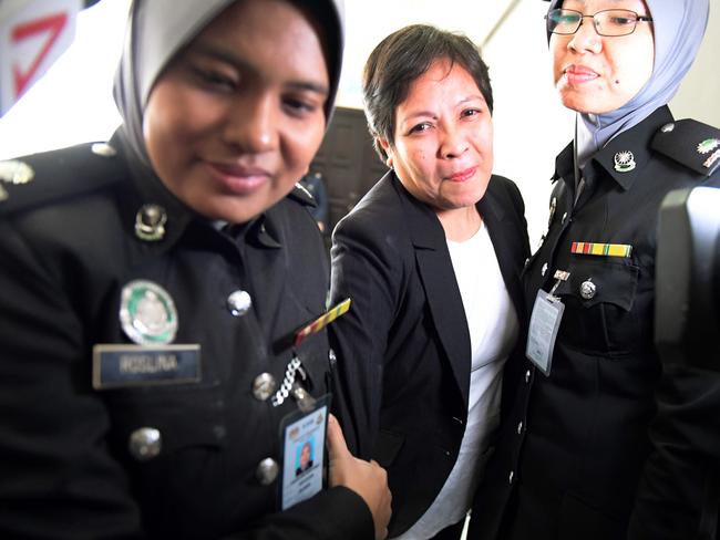 Maria Elvira Pinto Exposto reacts at Shah Alam High Court last year. Picture: AFP