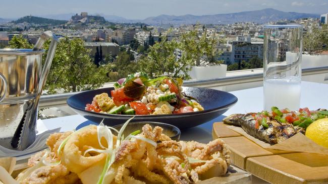 Squid served in the port city of Athens.