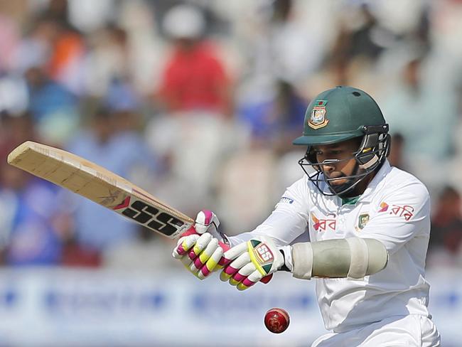 Bangladesh captain Mushfiqur Rahim plays a shot.