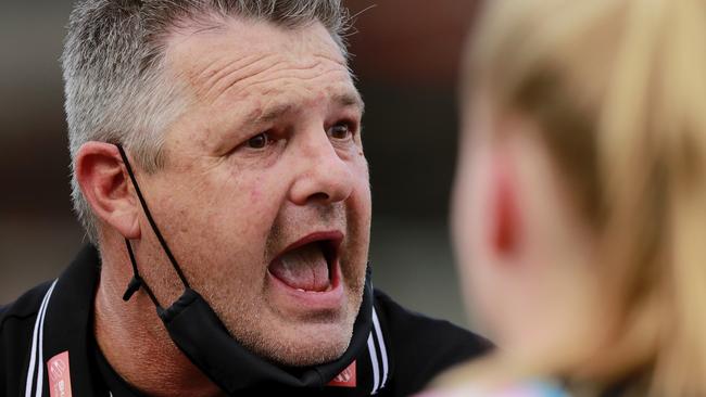 Pies coach Steve Symonds won’t hit the panic button after Collingwood’s big loss to Fremantle. Picture: Dylan Burns/AFL Photos via Getty Images