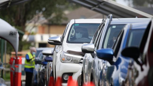 Sydney has seen long lines at Covid testing centres. Picture: Jonathan Ng