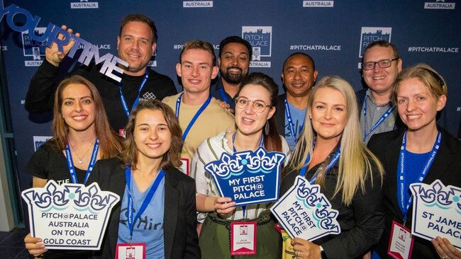 Pitch@Palace Australia 3.0 On Tour Gold Coast winners, from left, Katie Richards (Law on Earth) John Christie (ModnPods) Debora Kocak (Hiri) Jim Chapman (The Nice Coffee Co) Mohsin Parwez (Smart Soil) Julia Khalyavko (Smart Soil) Igo Gari (Hiri) Kristy Ahrens ((GoNap) Dave Ingerson (Therapytrike) and Roxanne Foulser-Piggott (Freddy Bear Foundation). Picture: Cavan Flynn