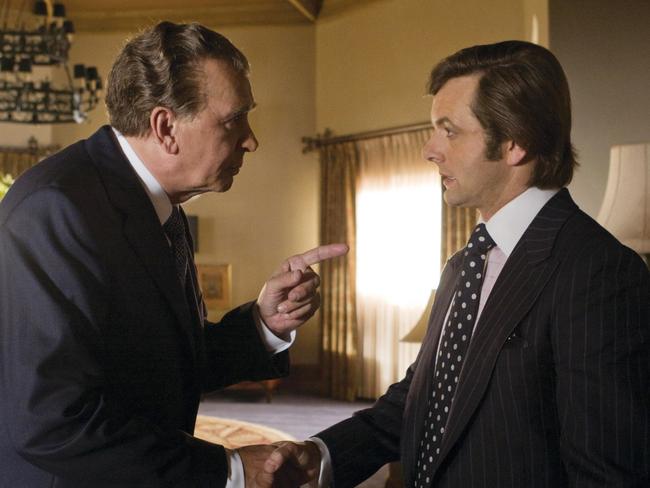 Frank Langella, left, and Michael Sheen in Frost/Nixon.