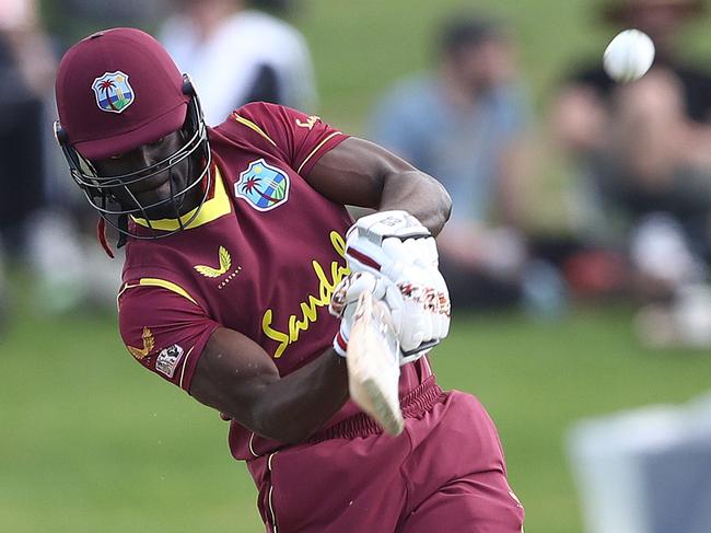 TAURANGA, NEW ZEALAND - NOVEMBER 29: Andre Fletcher of the West Indies bats during game two of the International Twenty20 series between New Zealand and the West Indies at Bay Oval on November 29, 2020 in Tauranga, New Zealand. (Photo by Phil Walter/Getty Images)