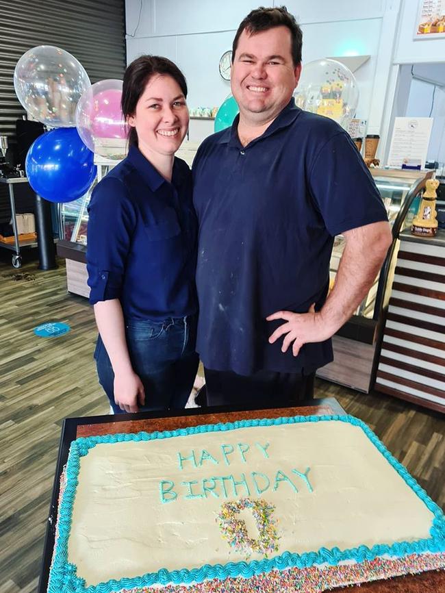 Mundubbera Bakery and Cafe owners Kate Burns and Beau Milne. Picture: Facebook