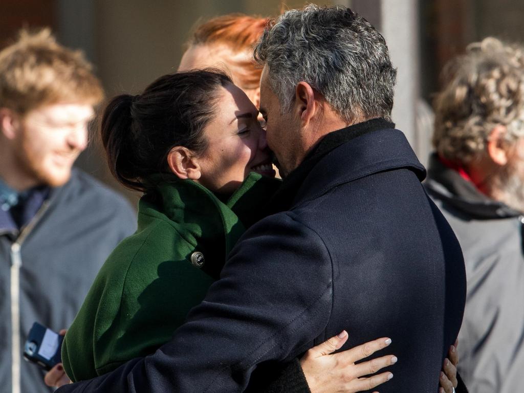 Love birds Erica Packer and Enrique Martinez walk in the streets of Paris. Picture: Backgrid