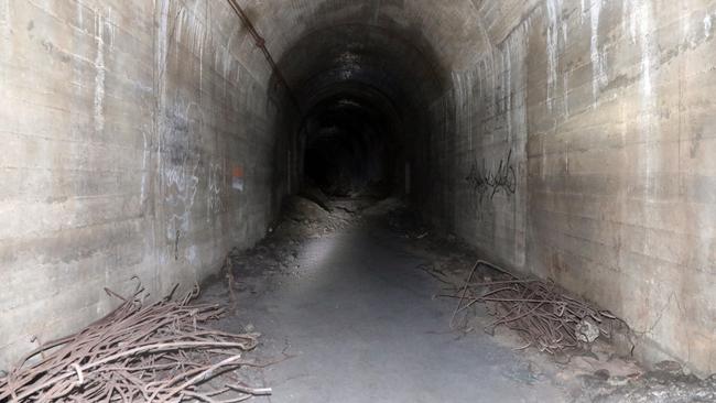 Steel rods and remnants from small sections of the tunnels that were partly dismantled post-WWII. Picture: Andrew Murray.