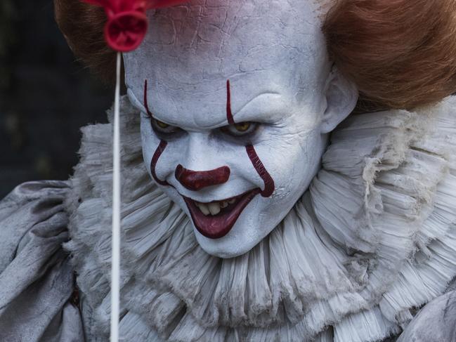 This image released by Warner Bros. Pictures shows Bill Skarsgard in a scene from "It." (Brooke Palmer/Warner Bros. Pictures via AP)