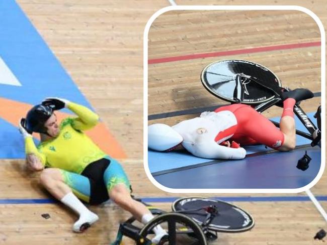 Crash pics from the velodrom involving Aus and England