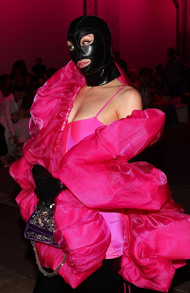 In 2022, she wore a bright pink outfit with a leather mask Picture: Matrix