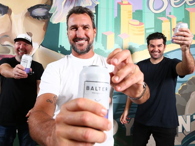 The top beers to drink during isolation. Balter founders Scott Hargrave, Joel Parkinson, and Stirling Howard, at the Balter brewery, Currumbin. Pics Adam Head