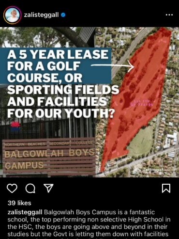 Zali Steggall is encouraging people to oppose a submission from Balgowlah golf course for a five-year.