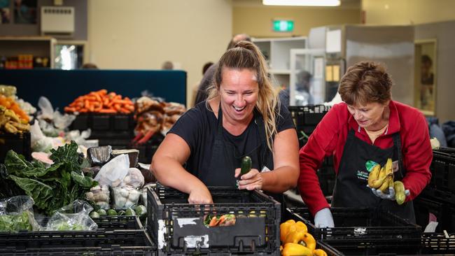 Volunteers at Hornsby Connect, a local community initiative providing low-cost groceries to people in financial difficulty. Picture: Julian Andrews