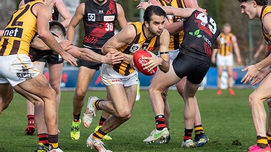 Brayden Kilpatrick bursts away from an opponent in the VFL. Picture: Box Hill FC