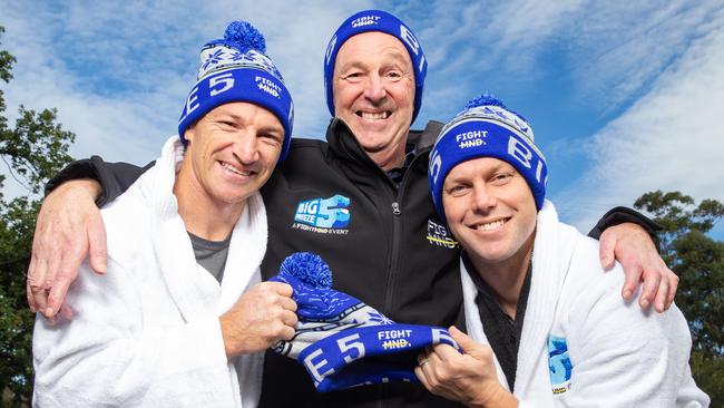 Neale Daniher with Brent Harvey and Sam Mitchell before this year’s Big Freeze 5. Picture: Sarah Matray