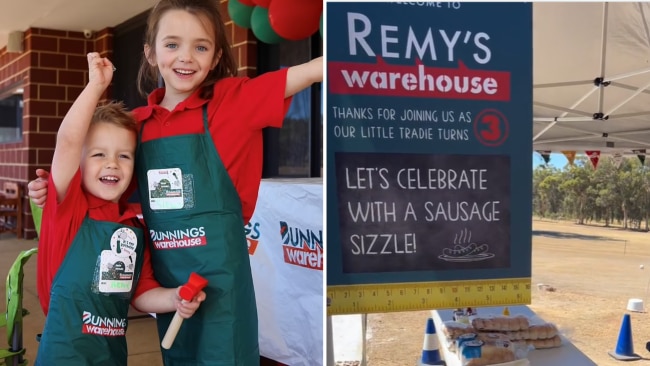 Bunnings aprons and sausage stand. Image: @mortgagebrokershay