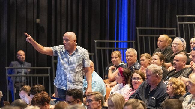 Brendan Long attempts to ask a question at the youth crime forum in Toowoomba. Picture: Kevin Farmer