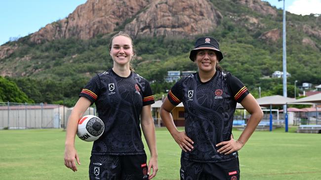 Indigenous All Stars representatives Kirra Dibb and Tallisha Harden ahead of the 2024 NRL All Stars match in Townsville. Picture: NRL Media