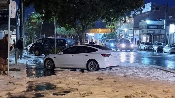 Byron Bay was hit with a hailstorm in July. Picture: Jordan Stotter