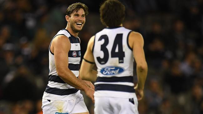 Tom Hawkins kicked six goals last week against Carlton.