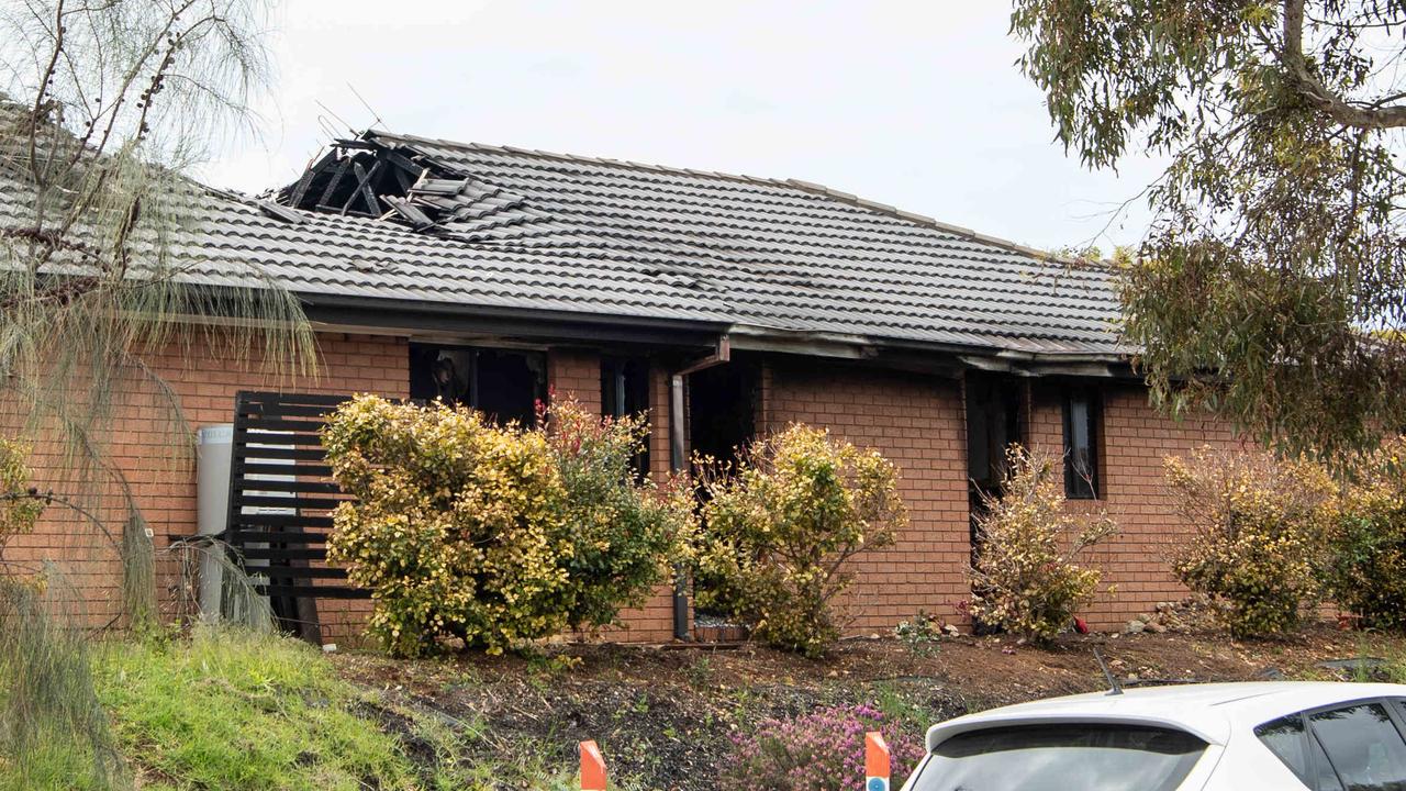 A house fire caused the roof of a Torquay family home to collapse. The fire was caused by an attended candle. Picture: Brad Fleet