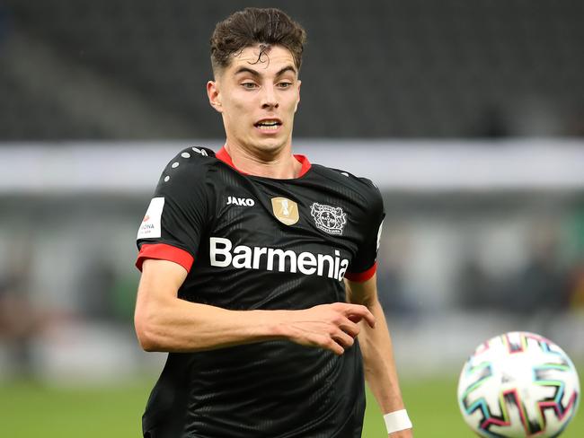 BERLIN, GERMANY - JULY 04: Kai Havertz of Leverkusen runs with the ball during the DFB Cup final match between Bayer 04 Leverkusen and FC Bayern Muenchen at Olympiastadion on July 04, 2020 in Berlin, Germany. (Photo by Alexander Hassenstein/Getty Images)