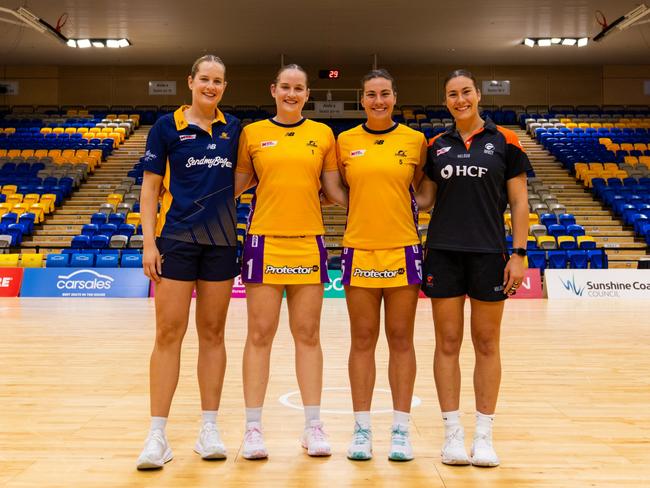 Twins (L-R) Tara Hinchliffe, Maddie Hinchliffe, Natalie Sligar, Amy Sligar. Picture: Sunshine Coast Lightning