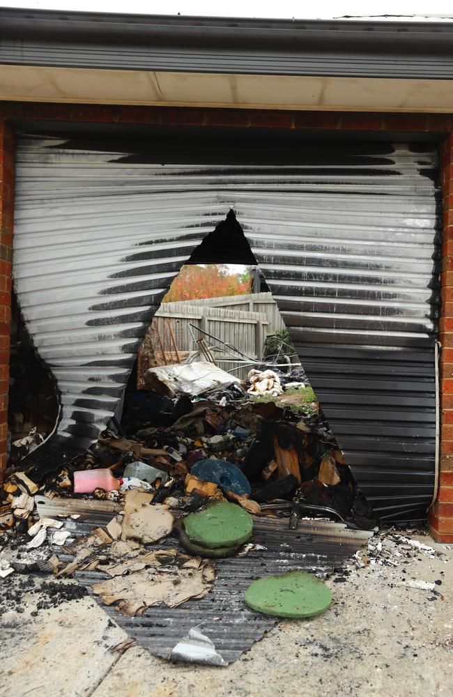 The house’s garage was wrecked. Picture: Alison Wynd